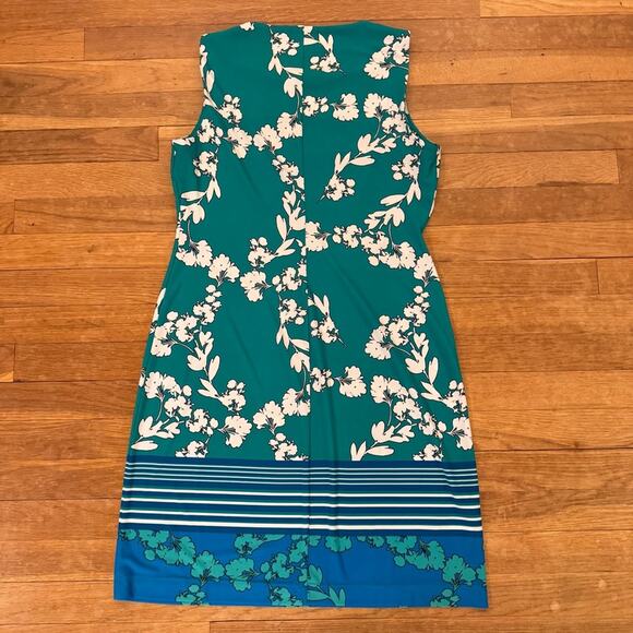 Chaps green white sleeveless knee length shift dress size 8
 b13 - Picture 4 of 4